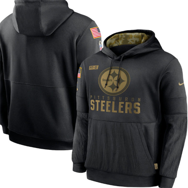 Men's Pittsburgh Steelers Black NFL 2020 Salute To Service Sideline Performance Pullover Hoodie Men's Pittsburgh Steelers Black NFL 2020 Salute To Service Sideline Performance Pullover Hoodie